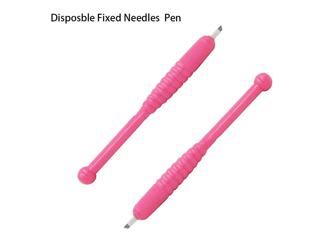 قلم الوشم اليدوي للتطريز المعدني ، قلم وشم الماكياج الدائم الوردي